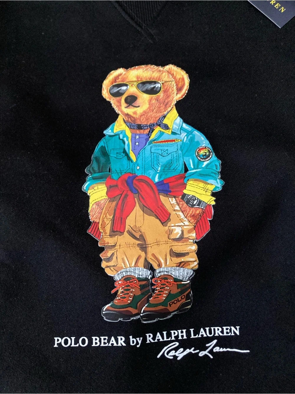 Polo Bear Ralph Lauren Sweatshirt Black Cotton Long Sleeve XL Men’s Crewneck - Picture 2 of 3